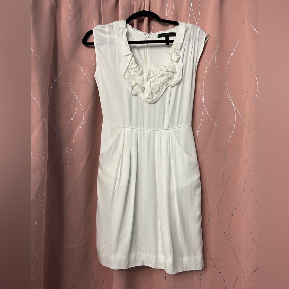 BCBGMaxAzria Ivory Ruffled Mini Dress